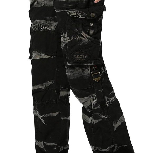 E.D. CITY Other - MEN'S E.D. CITY BLACK/GRAY CAMO CARGO MILITARY SLIM FIT PANTS SIZE 36X32